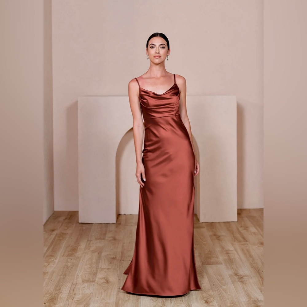 Skye Satin Dress in Cinnamon Rose